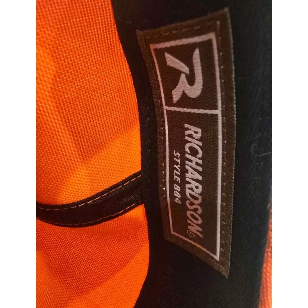 Nee Orange Richardson Snapback Hat w/Round Leather 